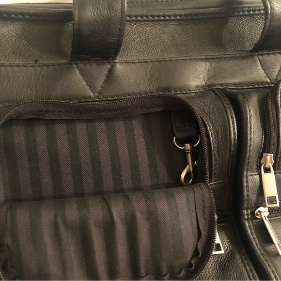 Stebco Leather Briefcase/ Computer Bag Black Handles and Shoulder Strap - Picture 9 of 9